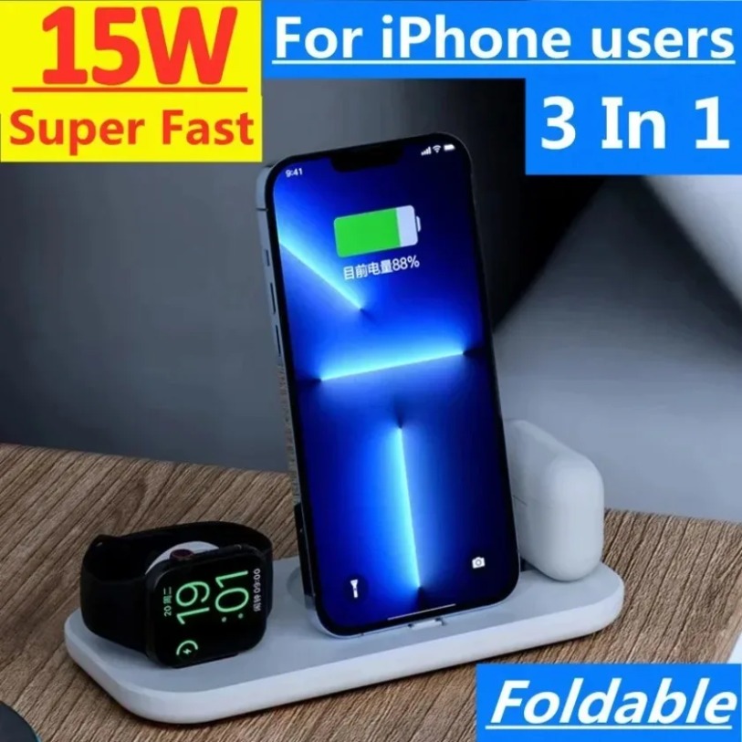 3 In 1 Wireless Charger Stand  - Watch Watch Xs ulasan dan harga