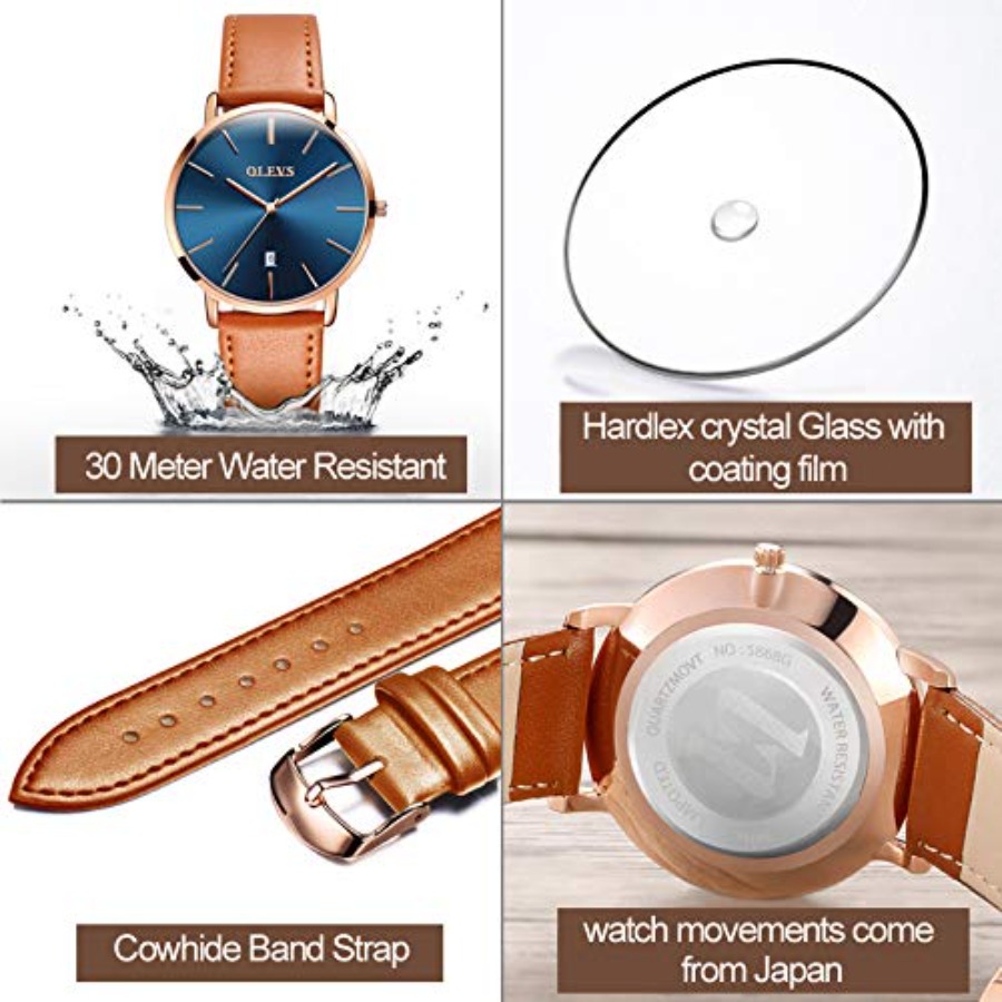 OLEVS Men Leather Watches Blac - Smartwatch Watches For Men Digital ulasan dan harga